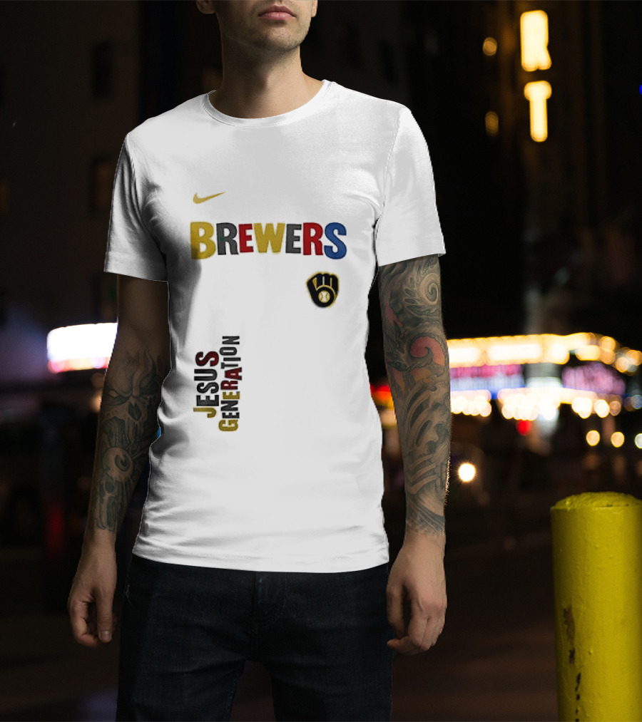 Nike Brewers Jesus Generation Tour Milwaukee Baseball T-Shirt