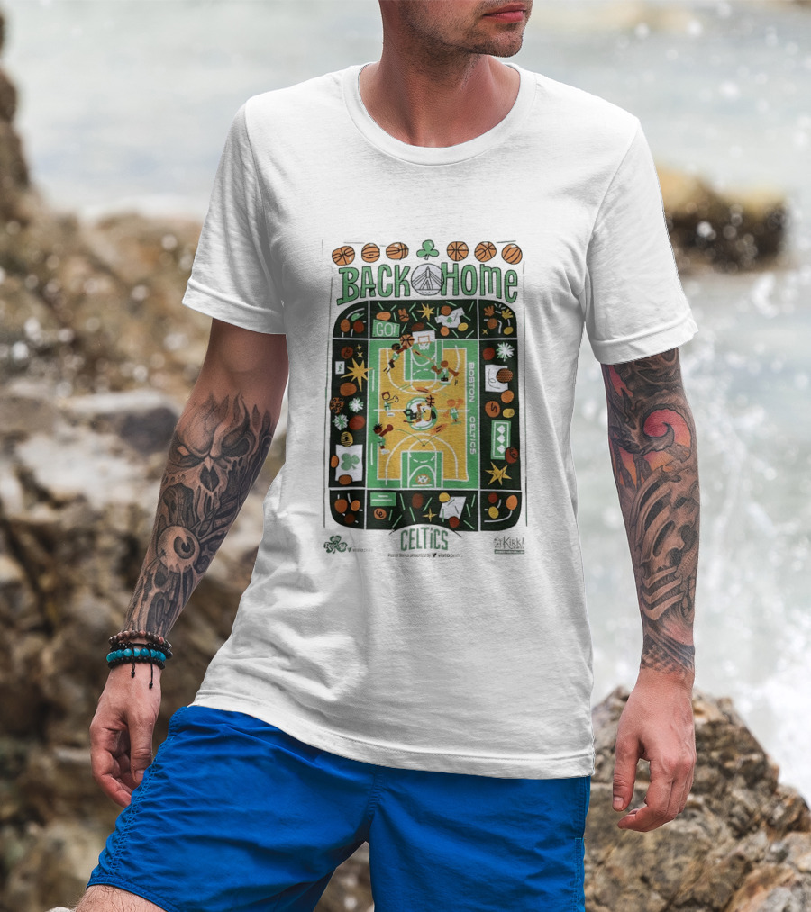 Back Home Boston Celtics Basketball Court With Go Team Spirit T-Shirt