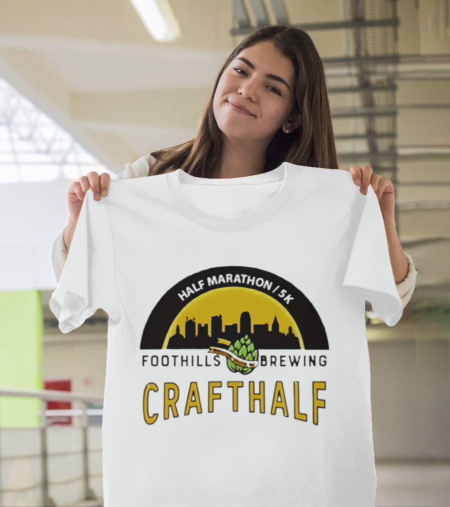 Foothills Brewing CrafHalf Half Marathon 5K City Skyline T-Shirt
