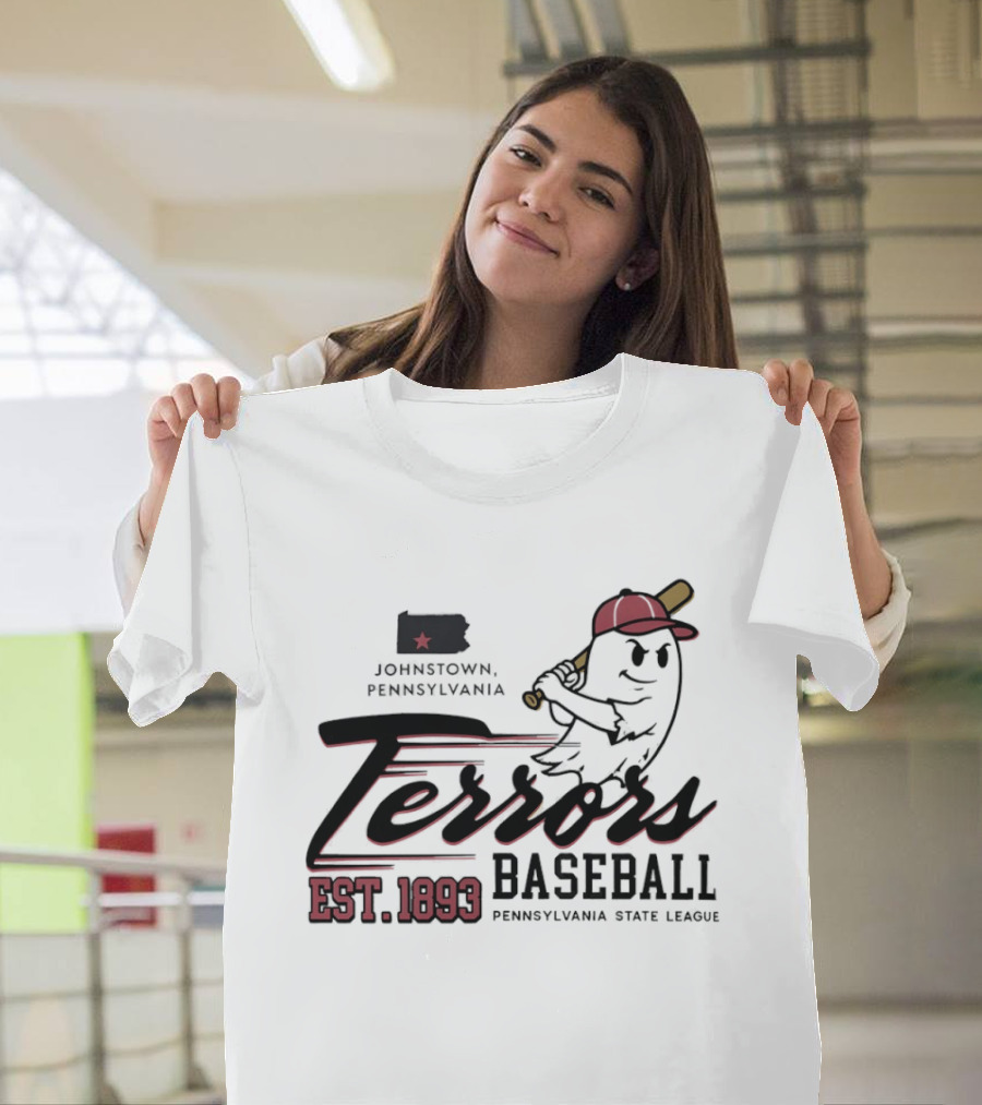 Johnstown Terrors Baseball Pennsylvania State League Est 1893 Ghost T-Shirt