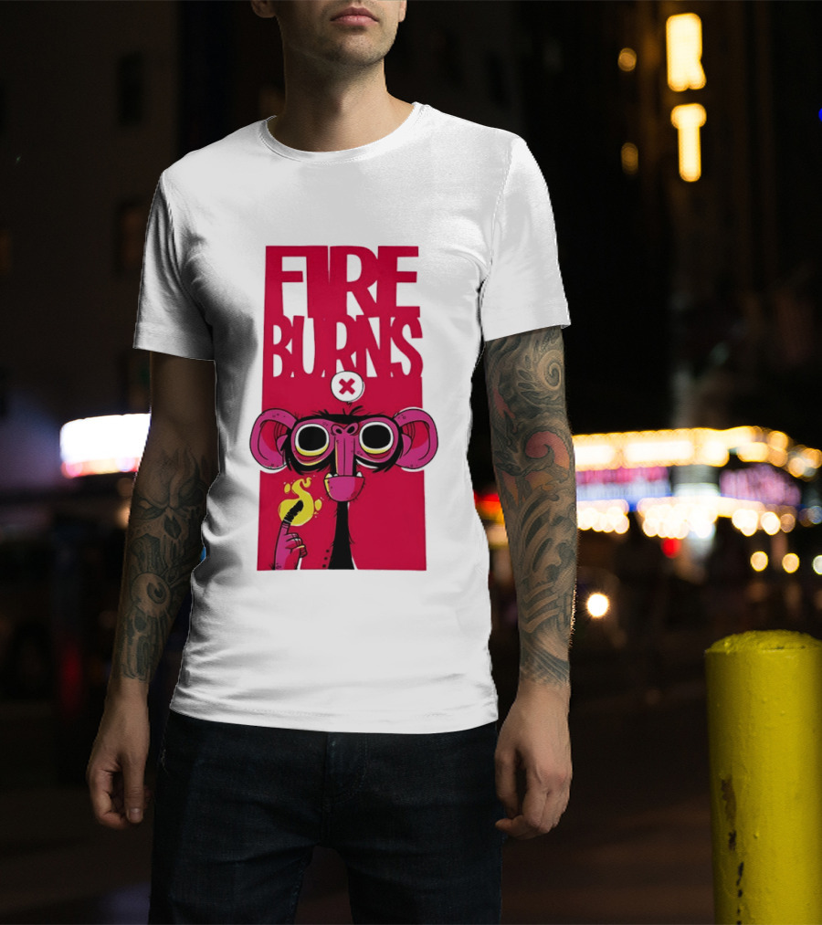 FIre Burns Monkey With Burning Hand T-Shirt