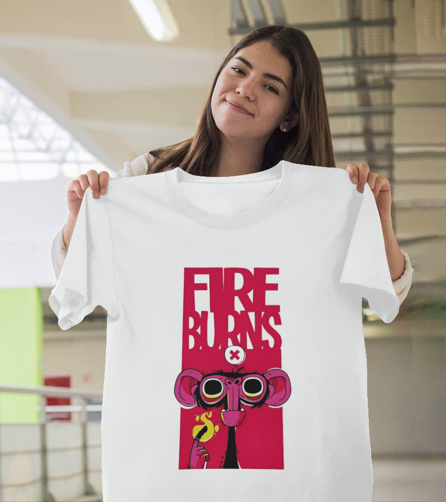FIre Burns Monkey With Burning Hand T-Shirt