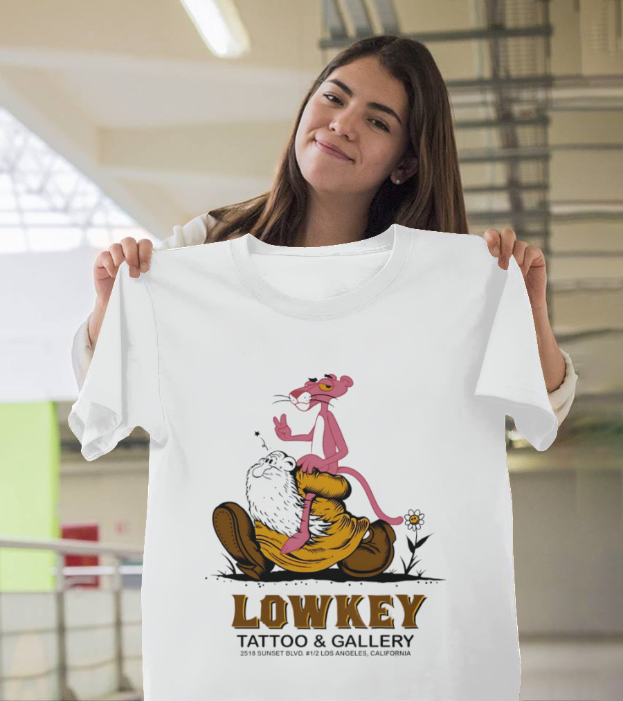 Pink Panther Lowkey Tattoo Gallery 2516 Sunset Blvd Los Angeles California T-Shirt