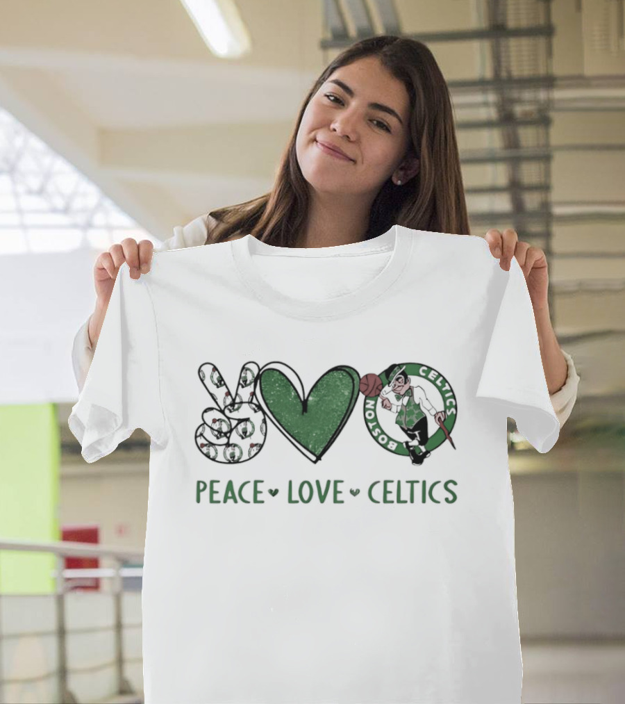 Peace Love Celtics Boston Basketball Team T-Shirt