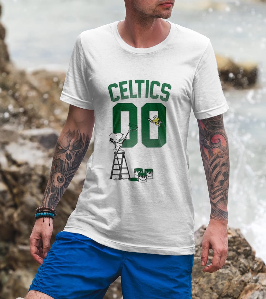 Celtics Snoopy Shut Up And Dribble 00 Painting Peanuts Collaboration T-Shirt