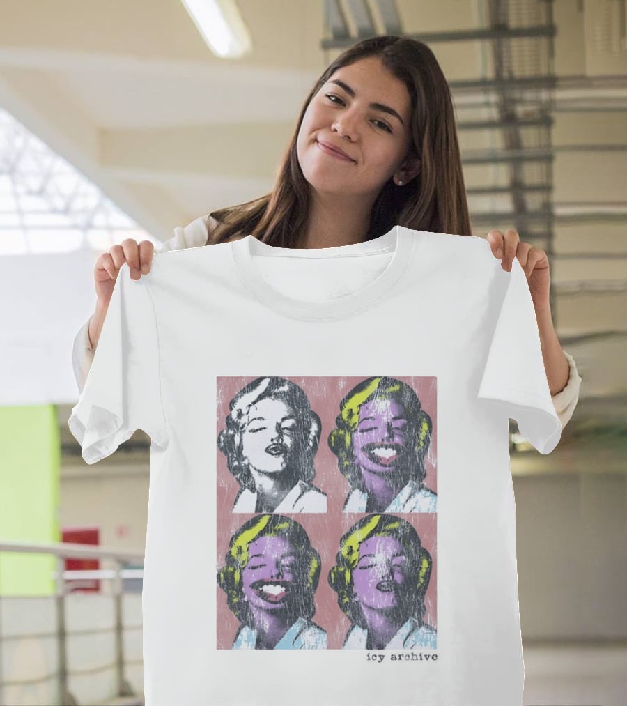 Marilyn Monroe Face Pop Art Style Vintage Grid Warhol Influence T-Shirt