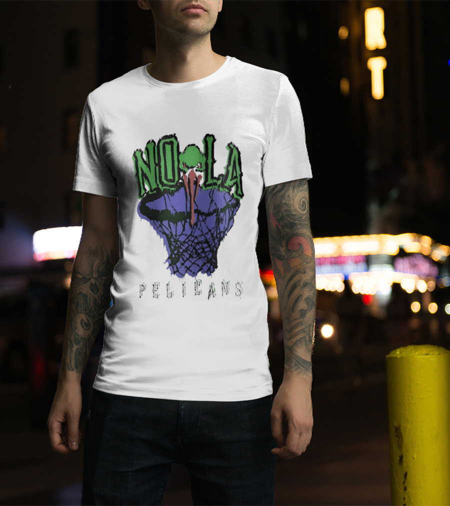NOLA New Orleans Pelicans Basketball Hoop T-Shirt