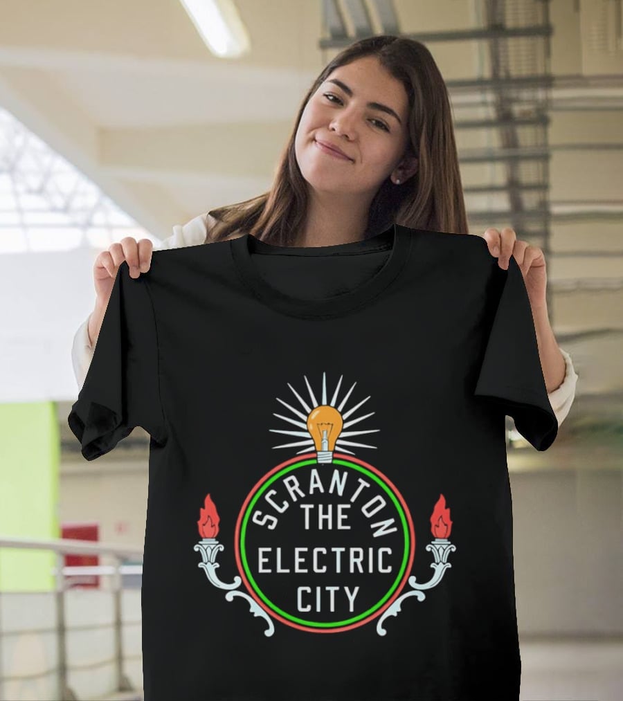 Scranton The Electric City Neon Lightbulb T-Shirt