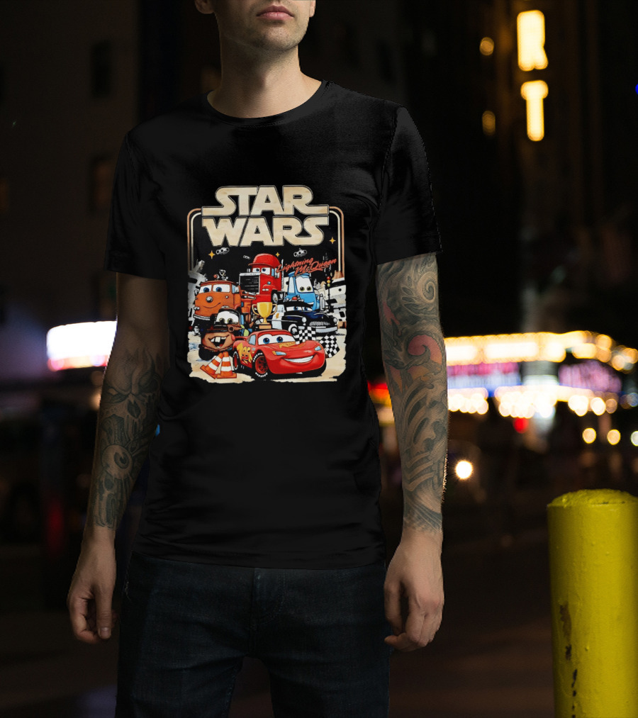 STAR WARS Lightning McQueen Racing Adventure With Cars Characters T-Shirt