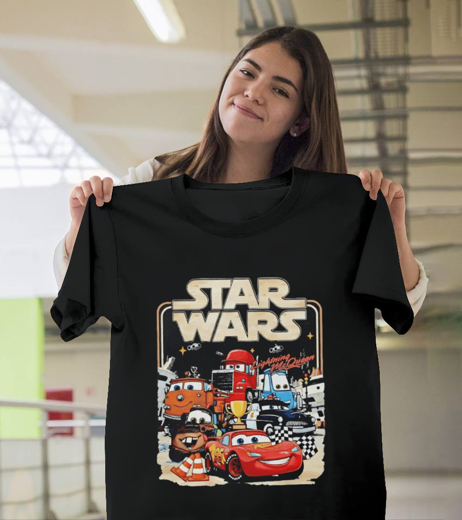 STAR WARS Lightning McQueen Racing Adventure With Cars Characters T-Shirt