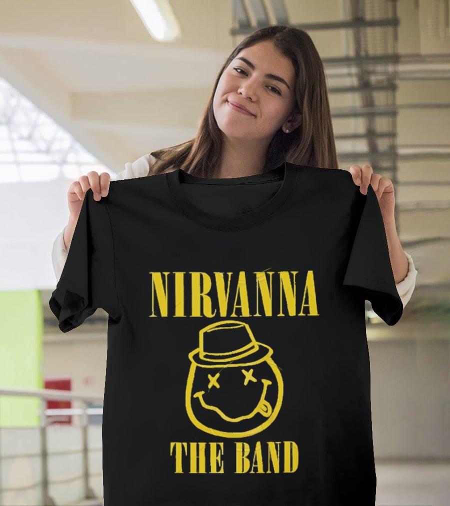 Nirvana Smiley Face Hat Logo The Band T-Shirt