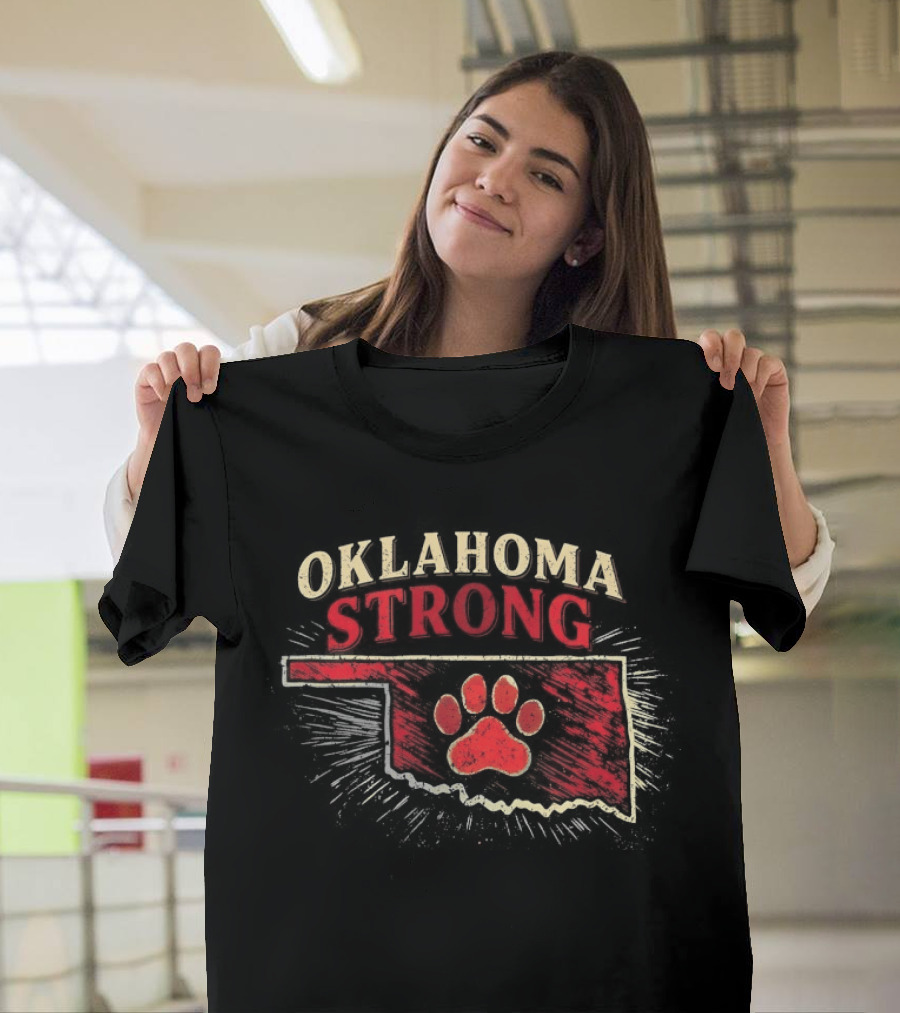 Oklahoma Strong Paw Print I'd Rather Be With My Dog T-Shirt