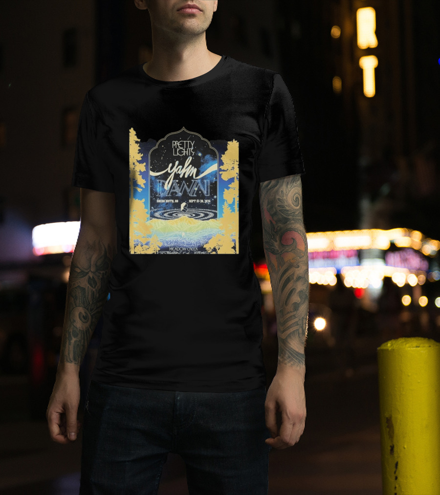 Pretty Lights Yahn Dawn 2026 Buena Vista Colorado Meadow Creek September 18 20 Event T-Shirt