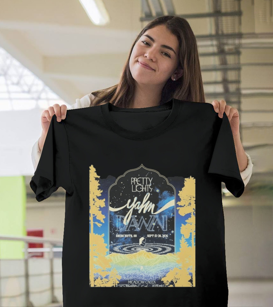 Pretty Lights Yahn Dawn 2026 Buena Vista Colorado Meadow Creek September 18 20 Event T-Shirt