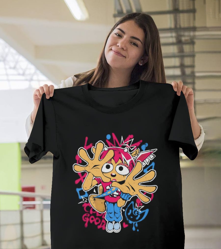 Lammy Metal Girly Vibrant Cartoon Character With Playful Expression And Colorful Burst T-Shirt