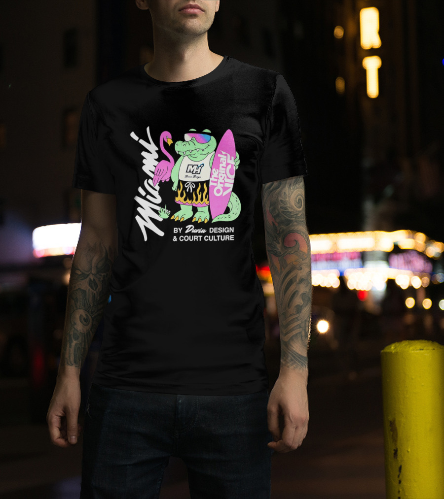 Miami Gator Flamingo Vibe The Original Vice By Dunin Court Culture T-Shirt