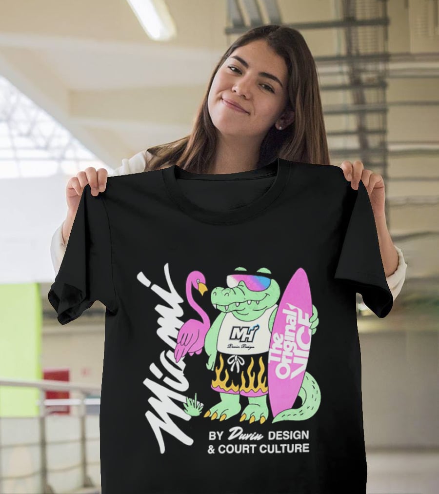 Miami Gator Flamingo Vibe The Original Vice By Dunin Court Culture T-Shirt