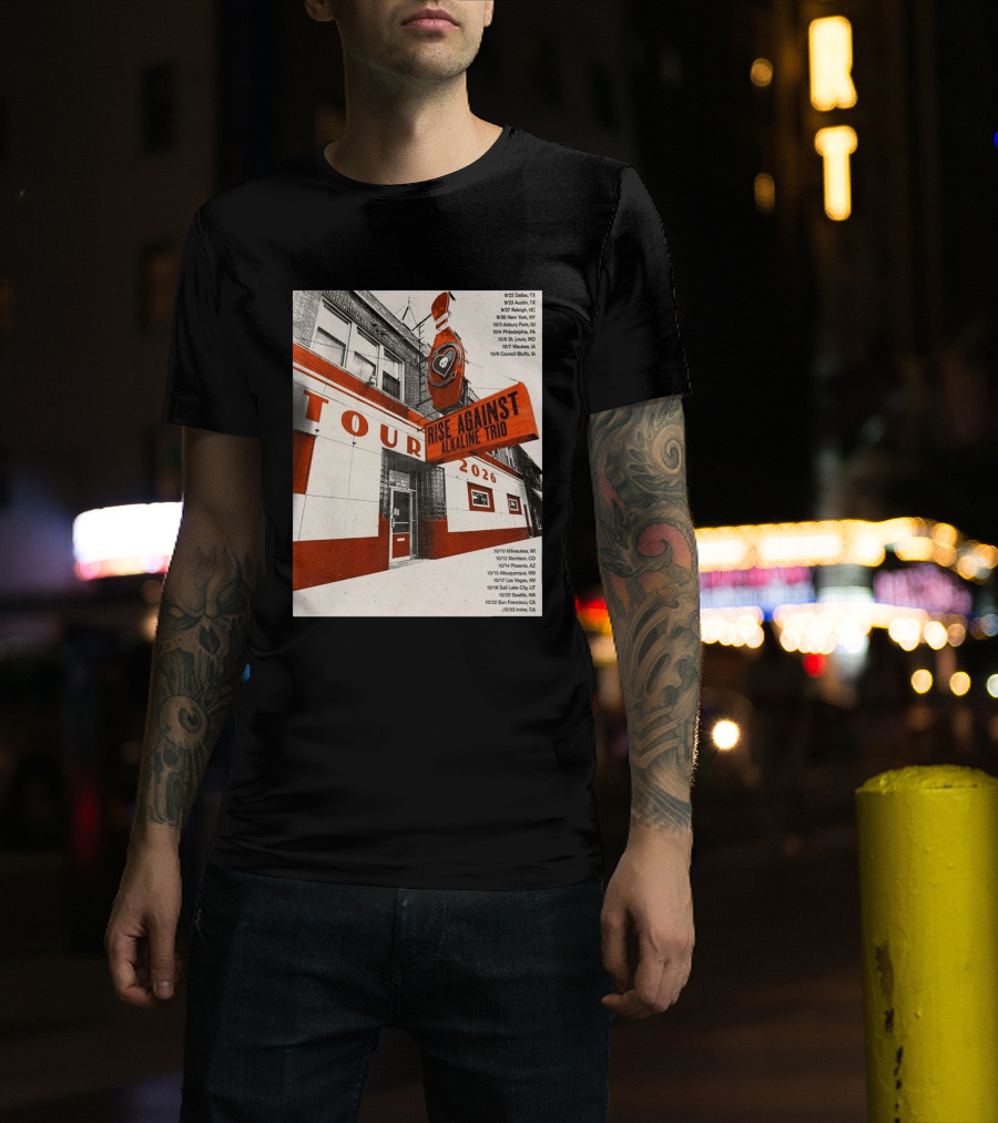 Rise Against Alkaline Trio Tour 2026 North America Dates Dallas Austin Chicago Seattle T-Shirt