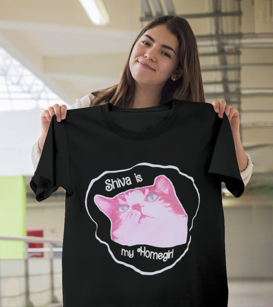 Shiva Is My Homegirl Pink Cat Face T-Shirt
