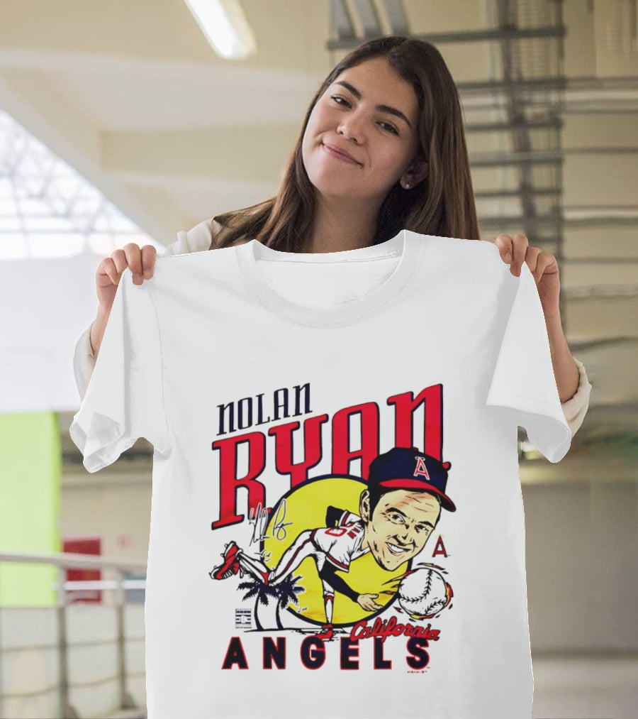 Nolan Ryan California Angels Caricature T-Shirt