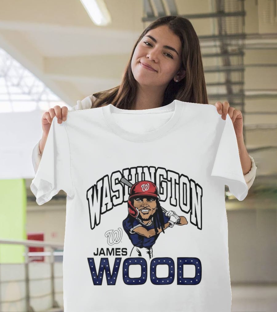 Washington Nationals James Wood MLB Baseball Caricature T-Shirt