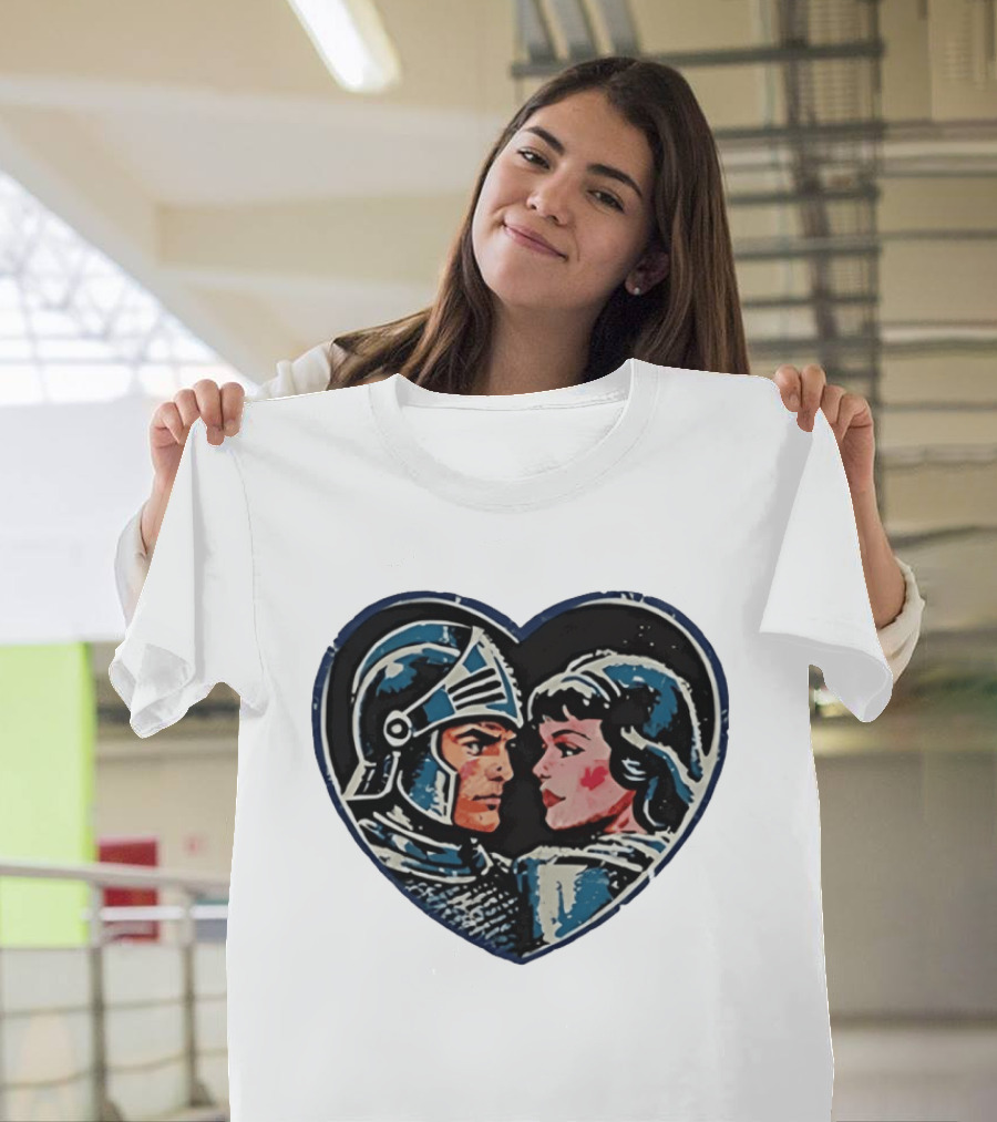 Couple Knight Medieval Dark Fantasy Heart Shape T-Shirt