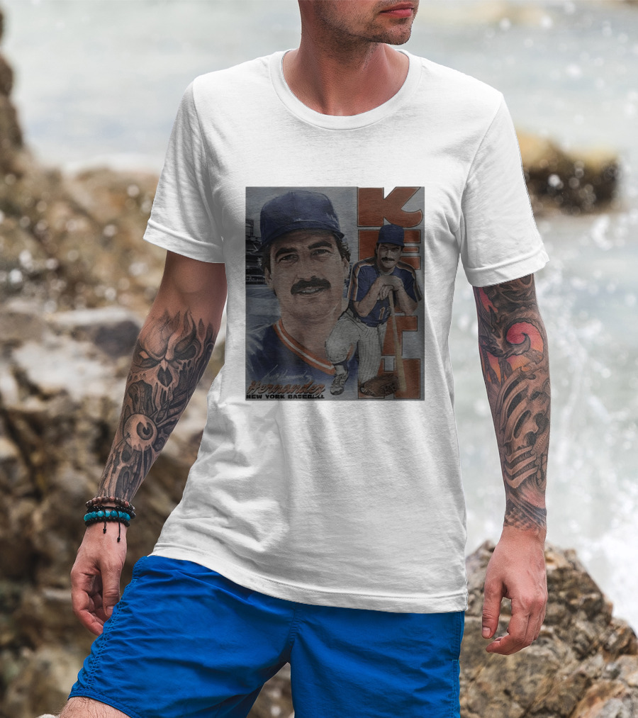 Keith Hernandez New York Baseball Mets Player Portrait With Bat T-Shirt