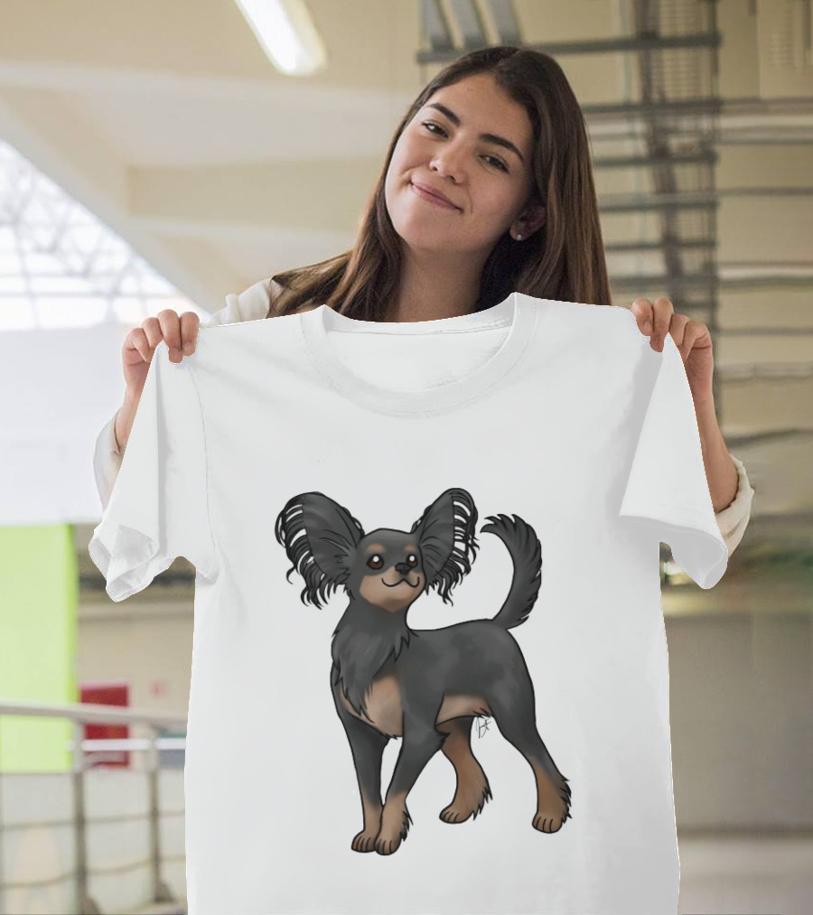 Russian Toy Dog Long Hair Black And Tan T-Shirt