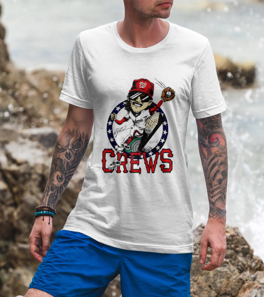 Dylan Crews Washington Nationals MLB Caricature With Baseball Glove And Cap T-Shirt