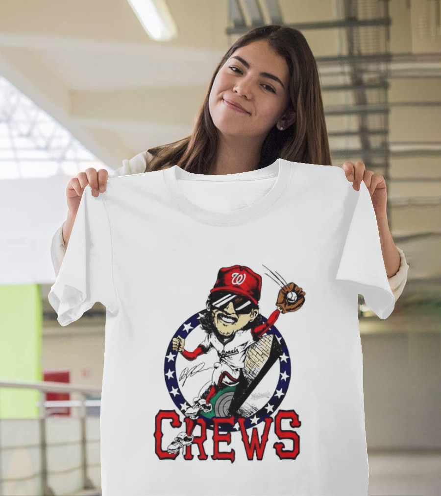 Dylan Crews Washington Nationals MLB Caricature With Baseball Glove And Cap T-Shirt
