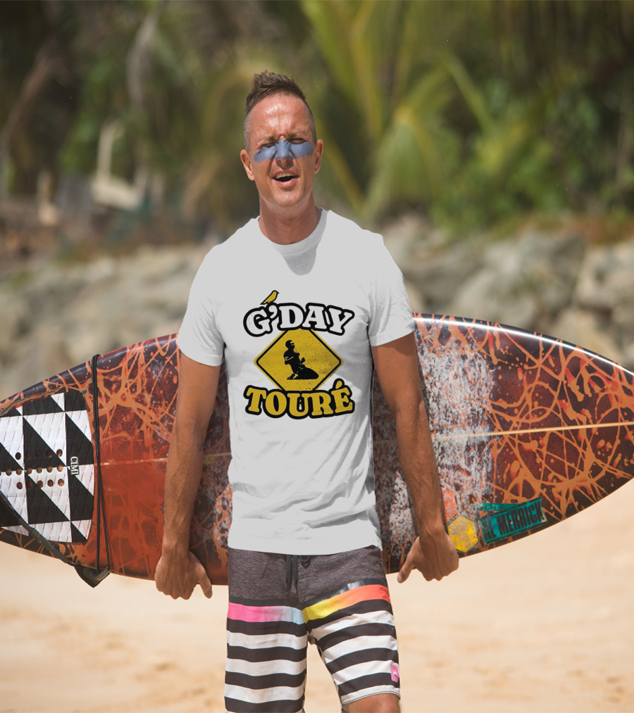G'Day Toure Yellow Sign Kneeling Silhouette Bird T-Shirt