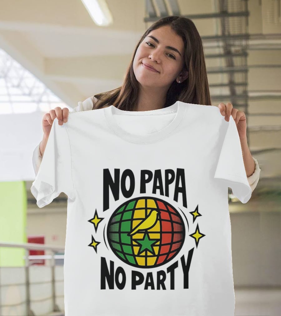 No Papa No Party Bird Star Globe Jamaican T-Shirt