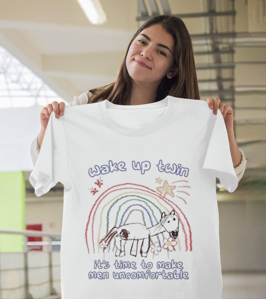 Wake Up Twin Rainbow Unicorn Time To Make Men Uncomfortable T-Shirt