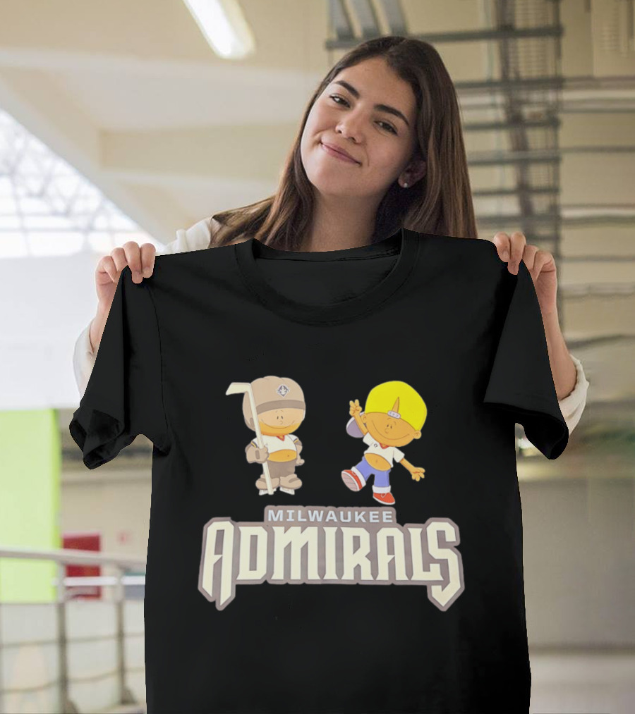 Milwaukee Admirals Cartoon Characters Hockey Kids T-Shirt