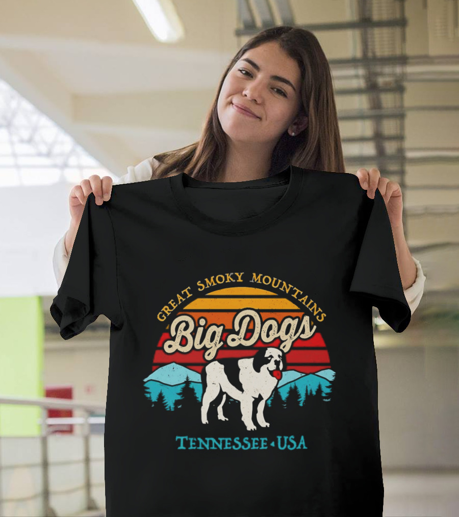 Great Smoky Mountains Big Dogs Tennessee USA Sunset Dog T-Shirt
