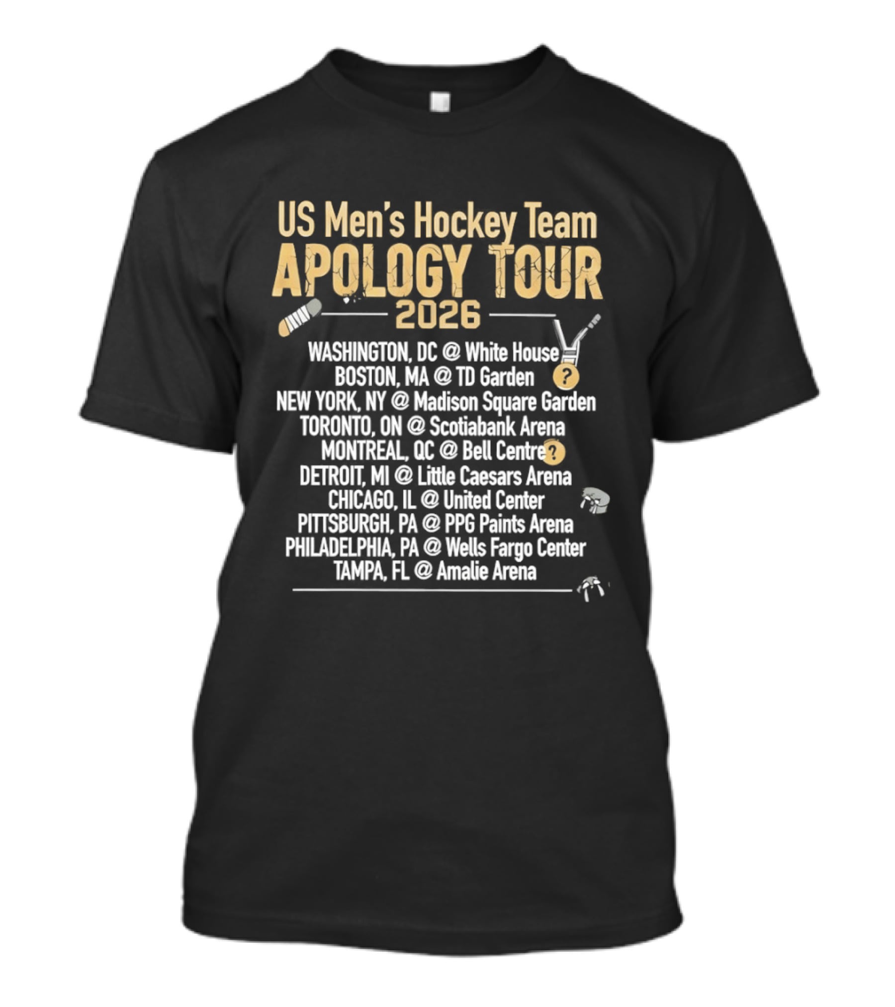 US Men's Hockey Team Apology Tour 2026 Washington DC To Tampa FL T-Shirt