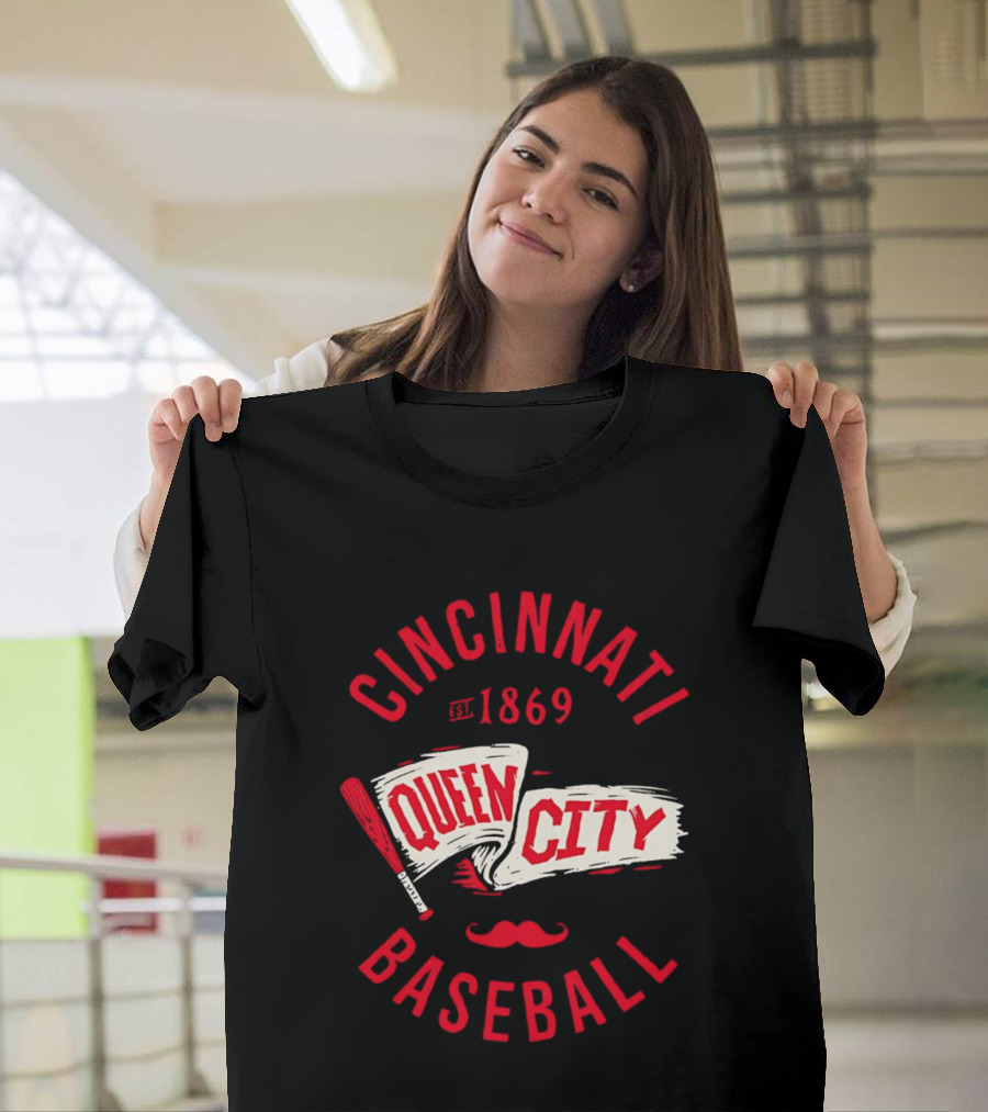 Cincinnati Queen City Baseball Est. 1869 Grunge Pennant T-Shirt