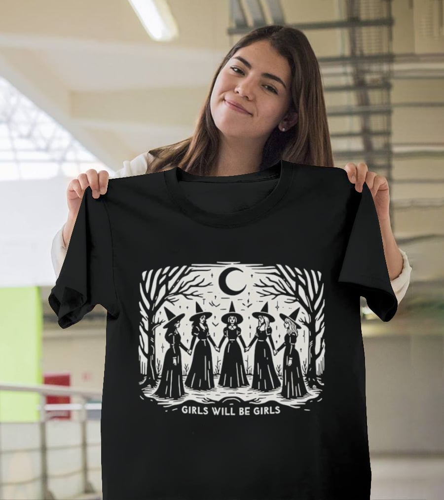 Witch Girls Will Be Girls Moonlit Coven Scene T-Shirt