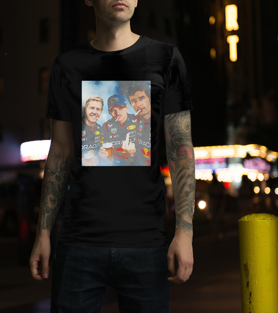 Red Bull Racing Vettel Verstappen Webber Smoking Fun F1 Legends Team Oracle T-Shirt