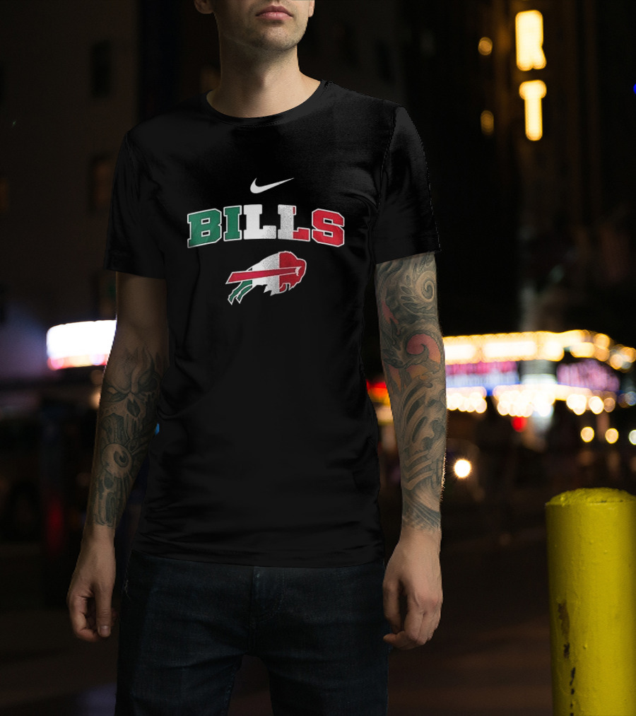 Nike Buffalo Bills Italia Green White Red Football Fan T-Shirt