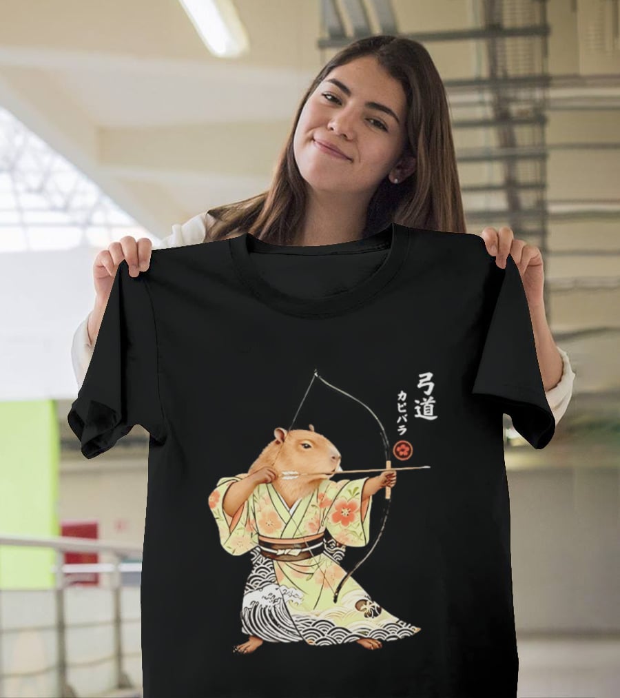 Capybara Kyudo Samurai Archery Japanese Animal T-Shirt