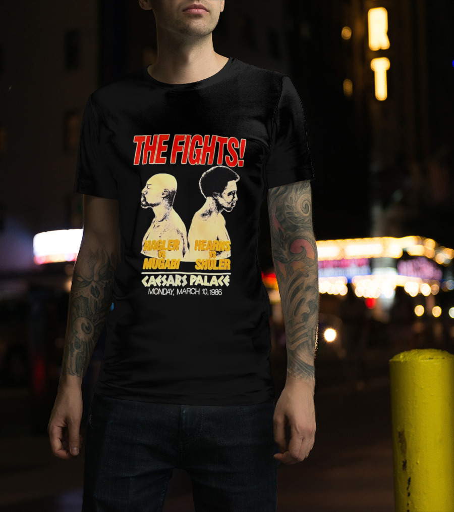The Fights Hagler Vs Abi Hearns Vs Shuler Caesars Palace 1986 T-Shirt