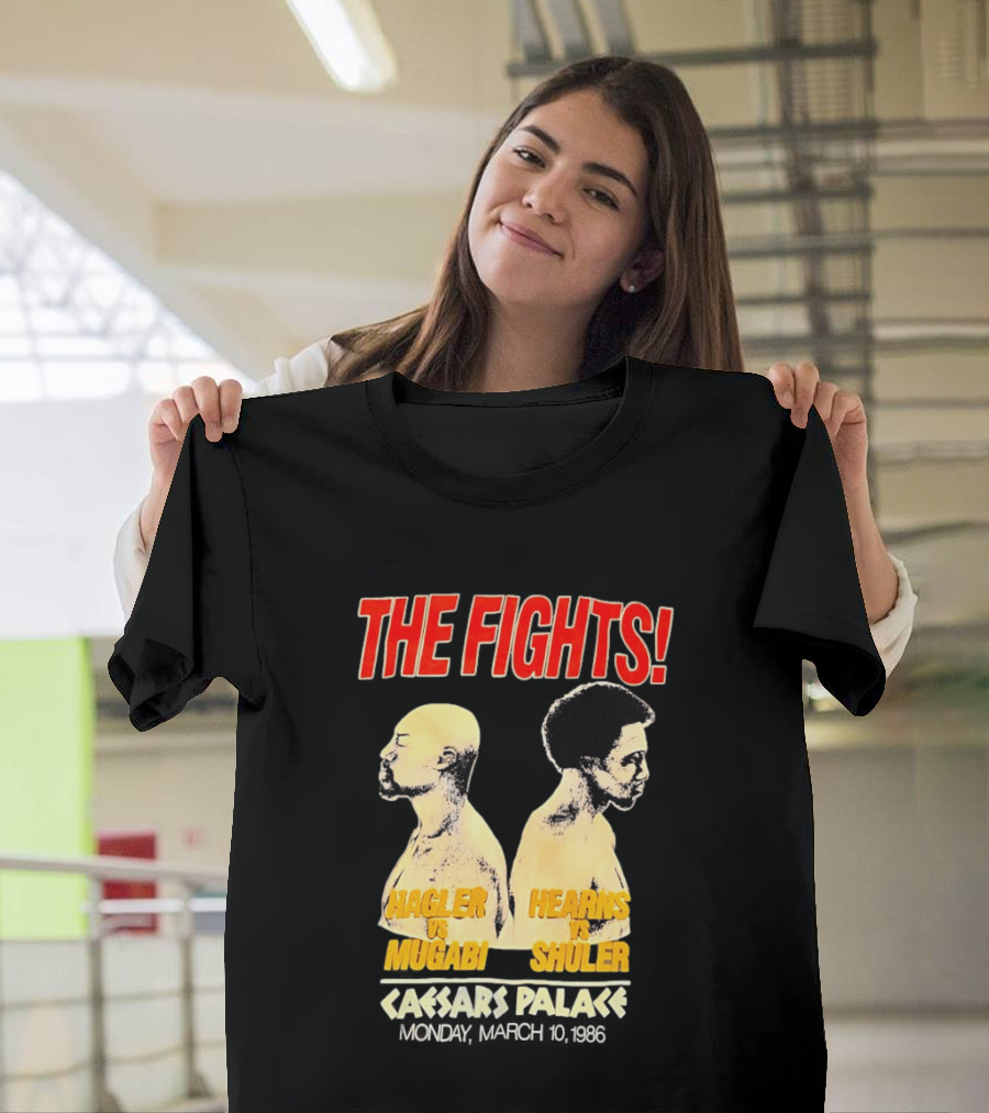 The Fights Hagler Vs Abi Hearns Vs Shuler Caesars Palace 1986 T-Shirt