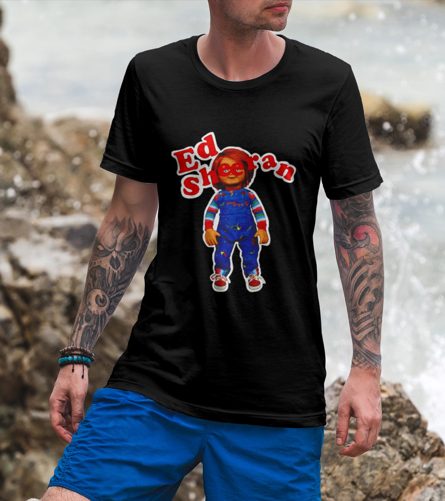 Ed Sheeran Chucky Doll Red Hair Suspender Outfit T-Shirt