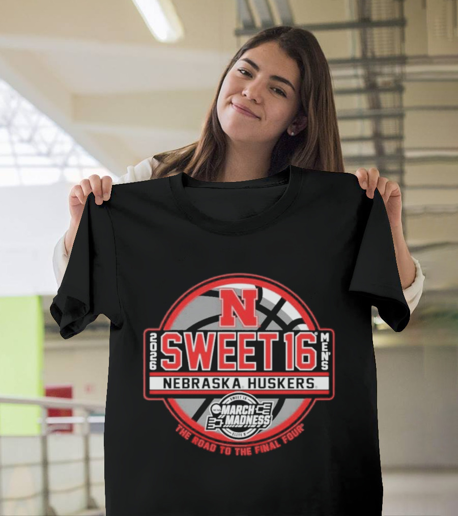 Nebraska Huskers Sweet 16 March Madness Men's Basketball Road To Final Four 2026 T-Shirt