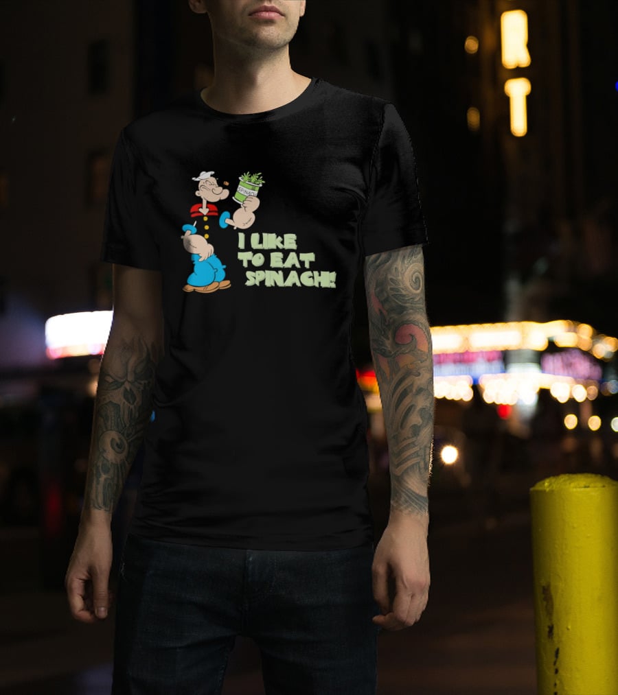 Popeye I Like To Eat Spinach Cartoon Character Eating Vegetables T-Shirt