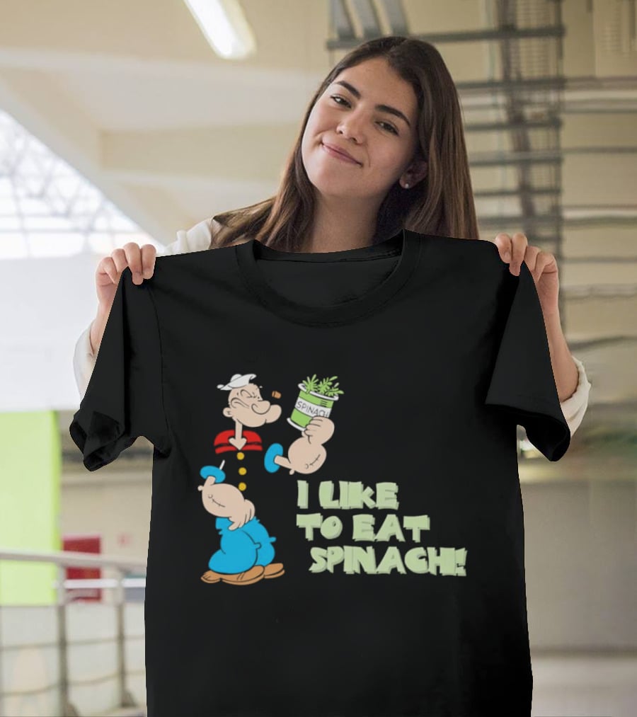 Popeye I Like To Eat Spinach Cartoon Character Eating Vegetables T-Shirt