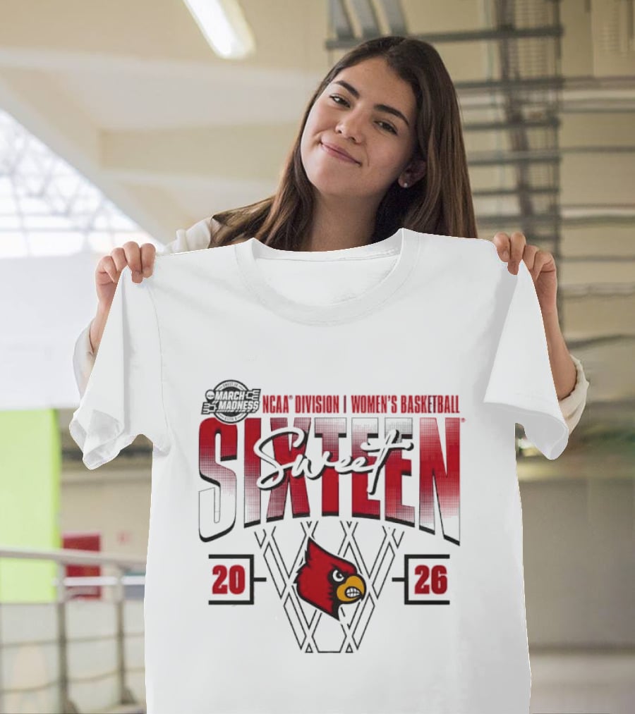 March Madness 2026 NCAA Sweet Sixteen Louisville Cardinals Women's Basketball Tournament T-Shirt