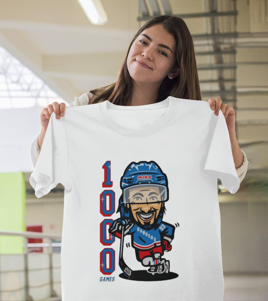 Mika Rangers 93 Hockey Player 1000 Games Celebration T-Shirt