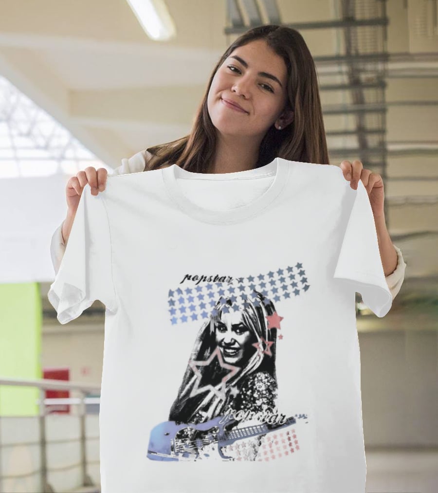 Miley Cyrus Hannah Montana Stars Guitar American Flag T-Shirt